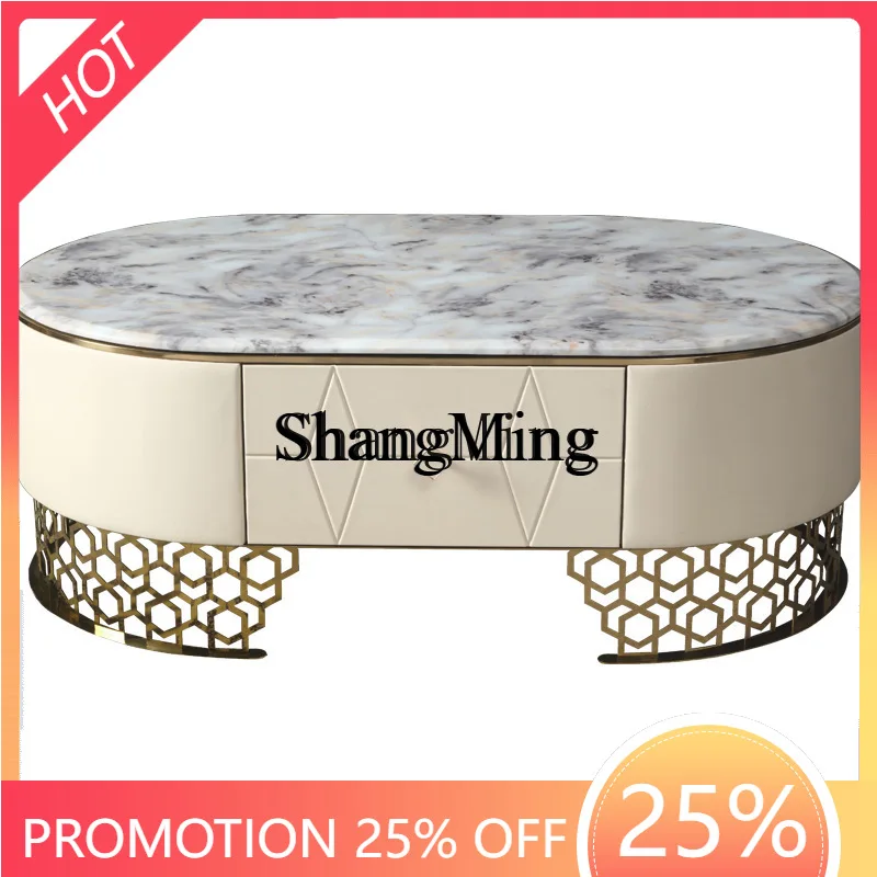 

Журнальный столик ZYY из мрамора класса люкс, комбинация журнального столика и тумбы под телевизор из нержавеющей стали, шкафчик в постмодернистском простом стиле.