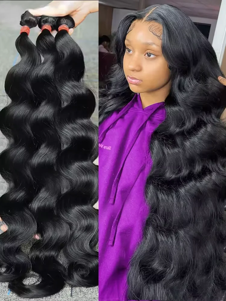 16A الجسم موجة حزم 30 40 بوصة 100% حزم الشعر البشري 3 4 قطعة الطبيعية الأسود البرازيلي ريمي وصلات شعر خام نسج حزم