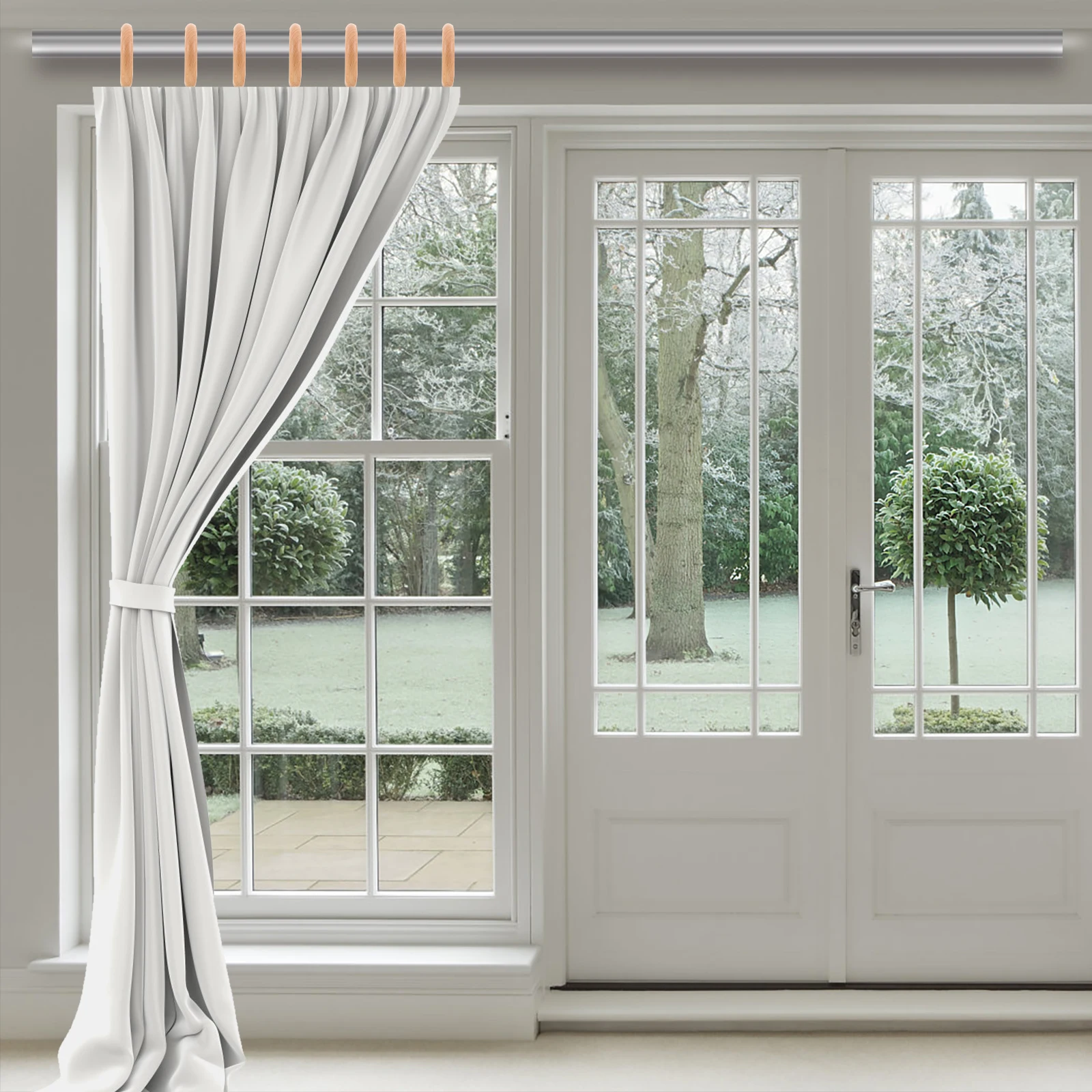 

2 pcs Wooden Curtain Rings Hooks Excellent Decorative Shower Window French Curtains Smooth Sliding Long Term Use