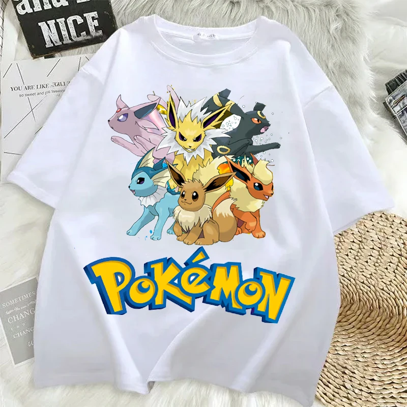 Pokemon T-shirts for Men Women Pikachu Anime Cartoon Short Sleeved Shirt Boys Girls Fashion Hip Hop Summer Top Adult Clothes