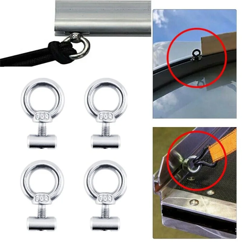 1-4x Eye Bolt 304 Stainless Steel Marine Lifting Eye Screws Ring Loop Hole for Cable Rope Eyebolt For RV Tent Camping Sunshade