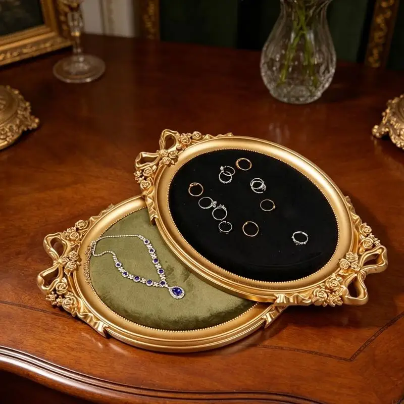 Jewelry Display Storage Tray with Oval for Countertop Use