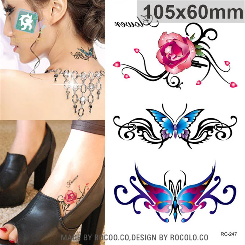 Body Art Waterproof Temporary Tattoos For Women 3D Beautiful Butterfly Design Small Arm Tattoo Sticker Wholesales RC2315