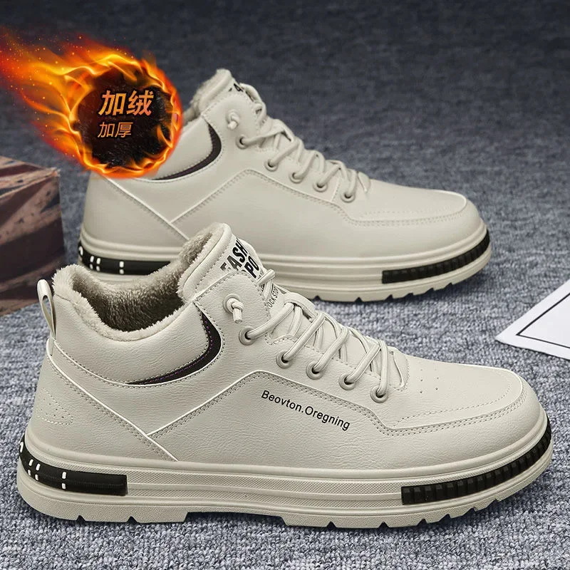 

Men's Warm Platform Sneakers Trend High-top Casual Flat Shoes Men Lace Up Korean Version Tooling Shoes Zapatillas De Deporte2025