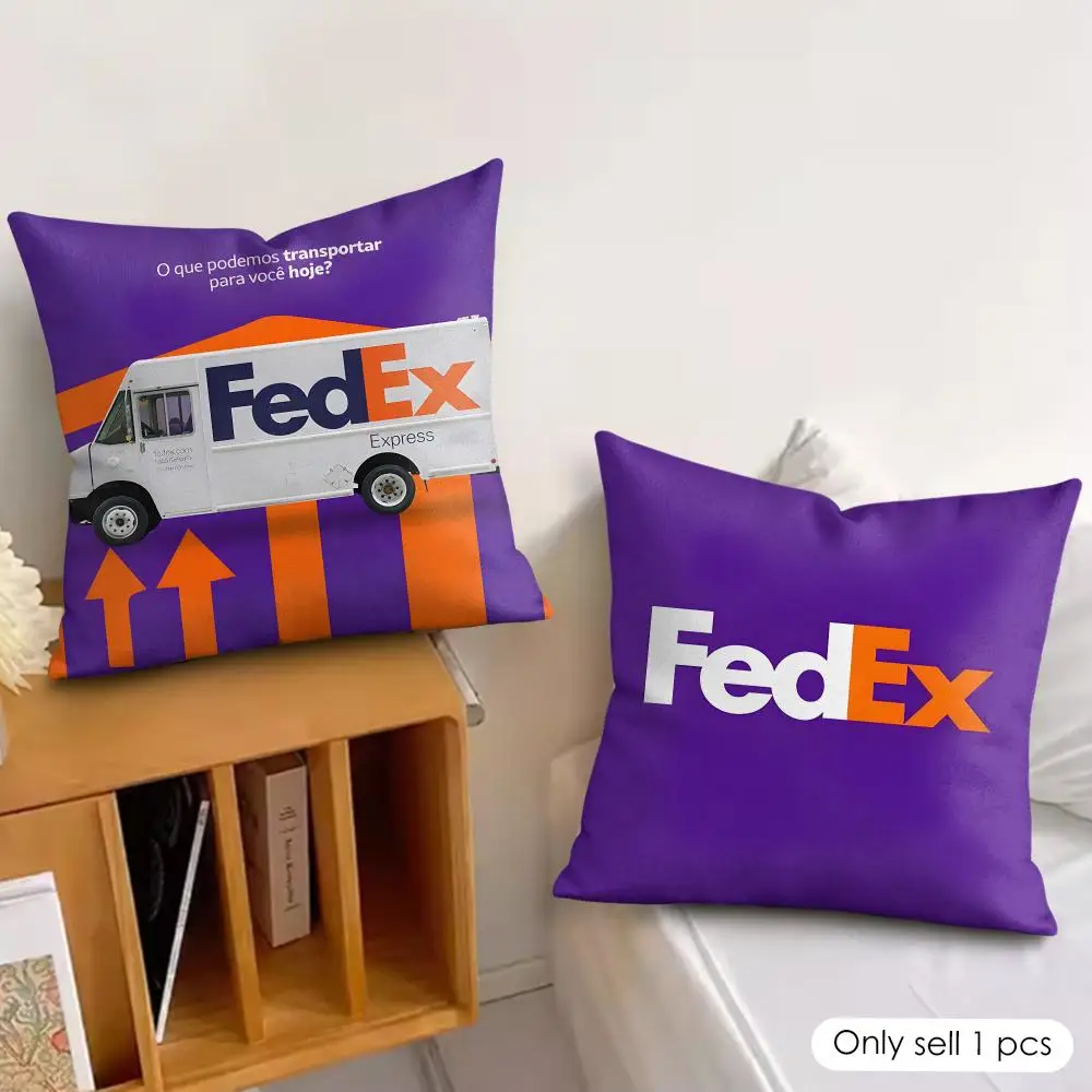 Fashion Logo F-fedex Cushion Cover Wrinkle-Resistant Short Plush Pillow Case Breathable Machine-Washable