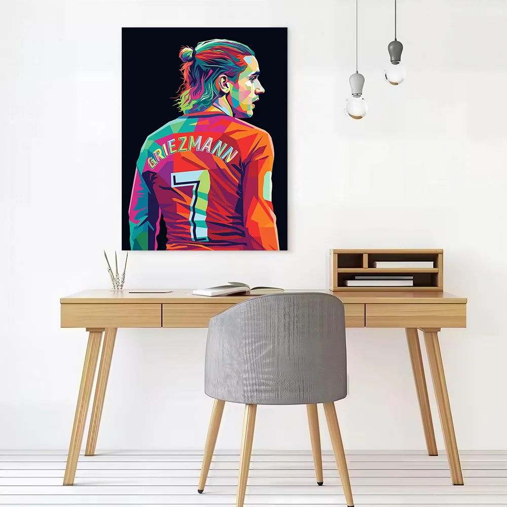 Antoine Griezmann Pop Art Portrait Canvas Poster Customizable Printed Canvas Painting Wall Art for Fans Room Decor Wand Deko
