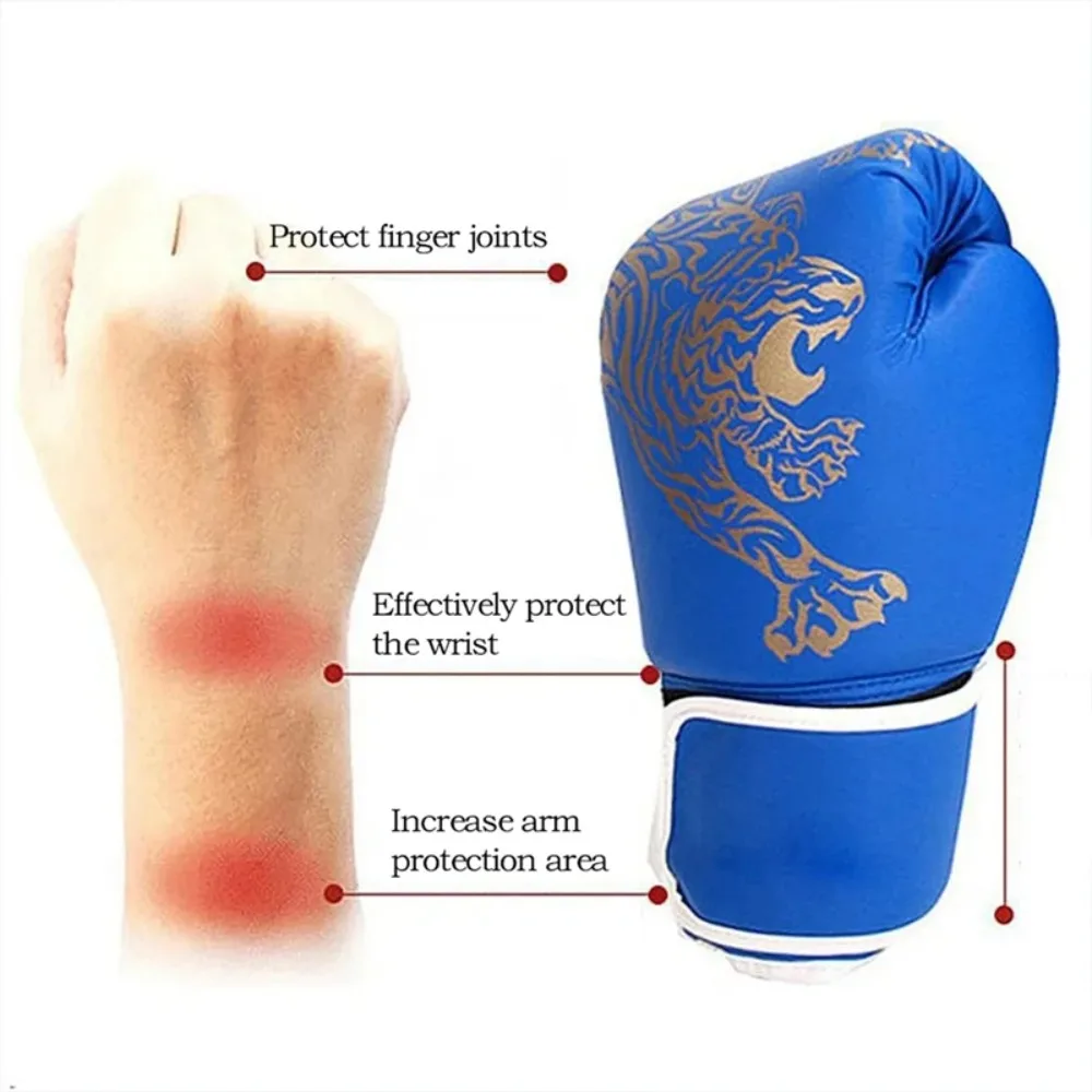Fighting Gloves Muay Thai Kickboxing Gloves PU Leather Red/Blue Sparring Gloves Unisex Breathable Boxing Gloves Home Sport - view 4