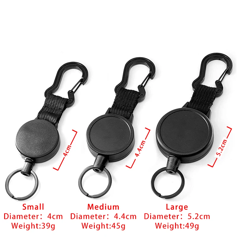 Voikukka ABS Engineering Plastic Material Retractable Steel Wire Black High Elastic Easy Pull Key Chain Certificate Pendant