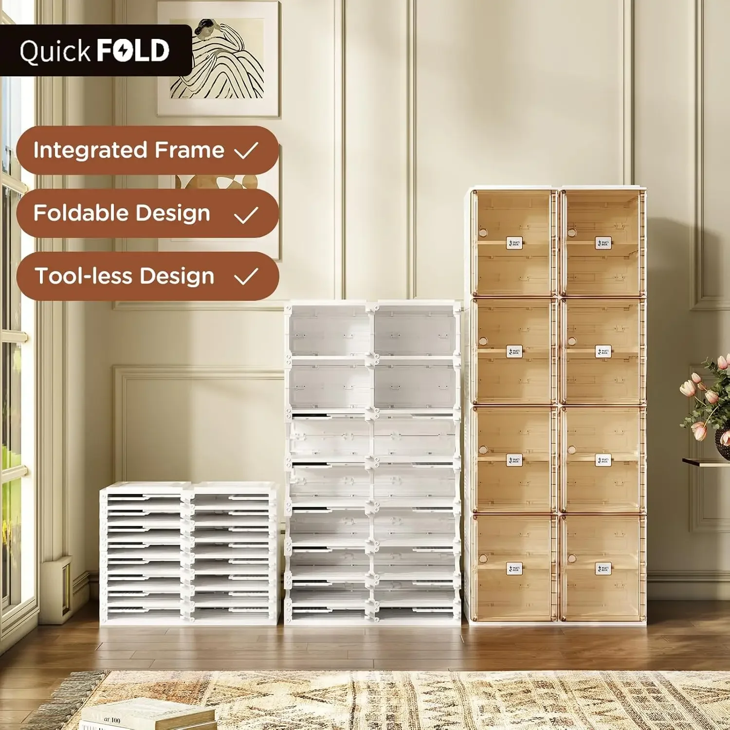 Portable Folding Shoe Rack for Closet Large Sneaker Cabinet Bins Sturdy