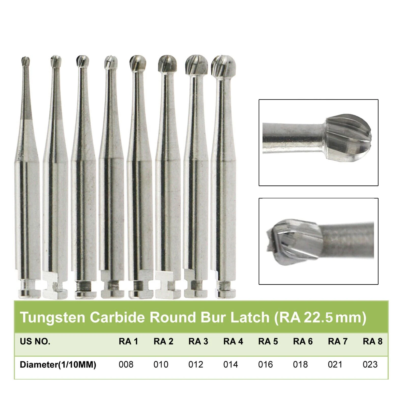 SANDENT Dental RA1-8 Tungsten Steel Carbide Burs for Low Speed Contra Angle Handpiece 22.5MM 5Pcs/Pack New