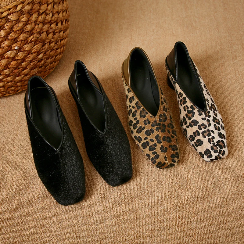

Women's Low-top Shoes 2025 Spring and Autumn New Fashionable Leopard Print Decoration One-piece Shallow Mouth Low-top Shoes