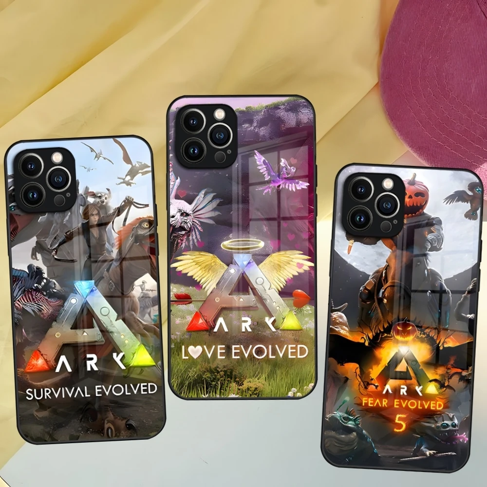 ARK Survival Evolved Phone Case for Iphone 16 15 14 12 11 13 Pro Max Mini 8 X Xr Xs Puls Black Glass Cover