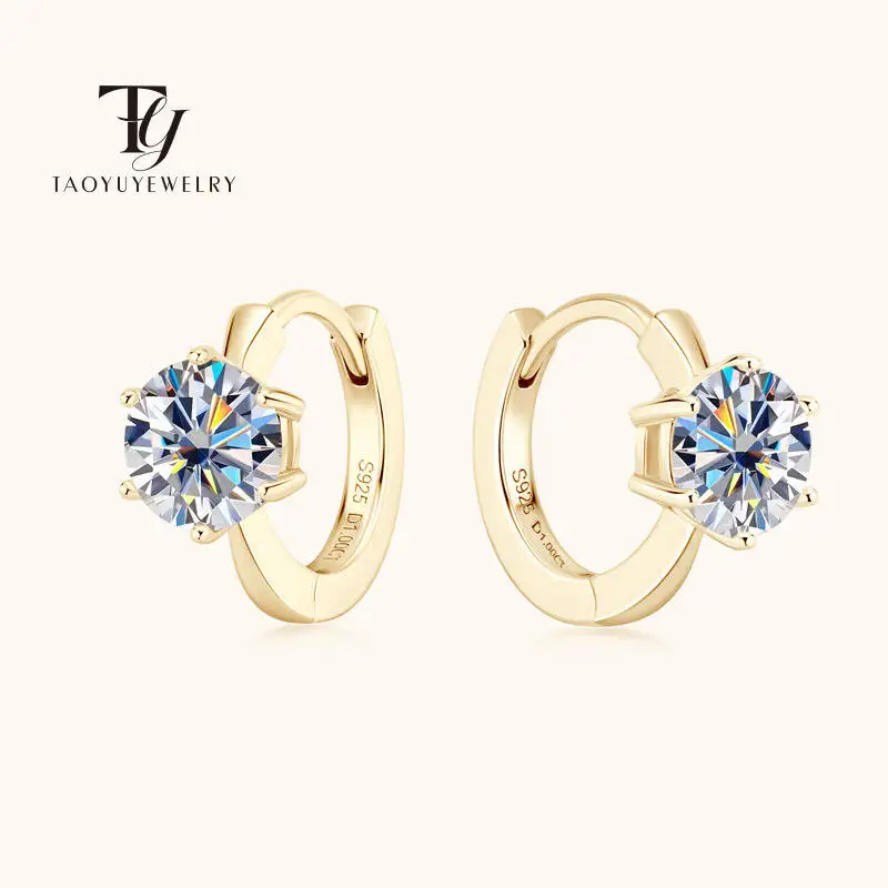 

Классические женские серьги из стерлингового серебра 925 пробы с муассанитом, круглые простые модные серьги с шестью зубцами, подарок на день Святого Валентина