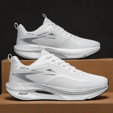 Running Shoes Women Sneakers Sports Carbon Men Running Shoes Marathon Sports Air Cushion Carbon Board Breathable Lightweight Comfortable Women Outdoor Athletic Sneakers