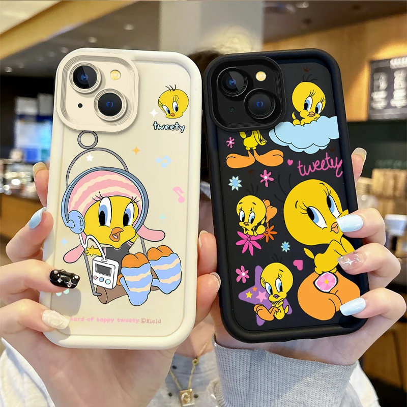 Fashion Cute Tweety Bird Cartoon Phone Case For iPhone 16 Pro Max Case 15 14 13 12 11 Pro XR X XS Max 8 7 Soft Shockproof Cover