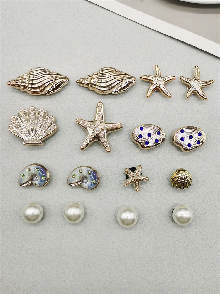 16PCS DIY Seestern Schuh Charms Bling Conch Schuhe Schnalle Dekorationen Abnehmbare Shell Schuh Zubehör Mutlifunctional Schuh Clips