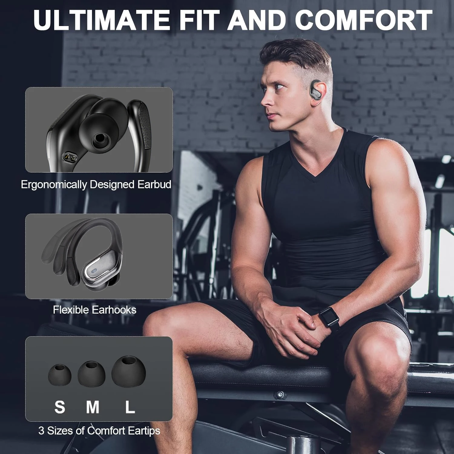 سماعات رأس لاسلكية داخل الأذن مع شاشة عرض LED سماعات أذن للركض والرياضة وسماعات أذن ، وسماعات أذن ، وصوت جهير خالص ، جديد