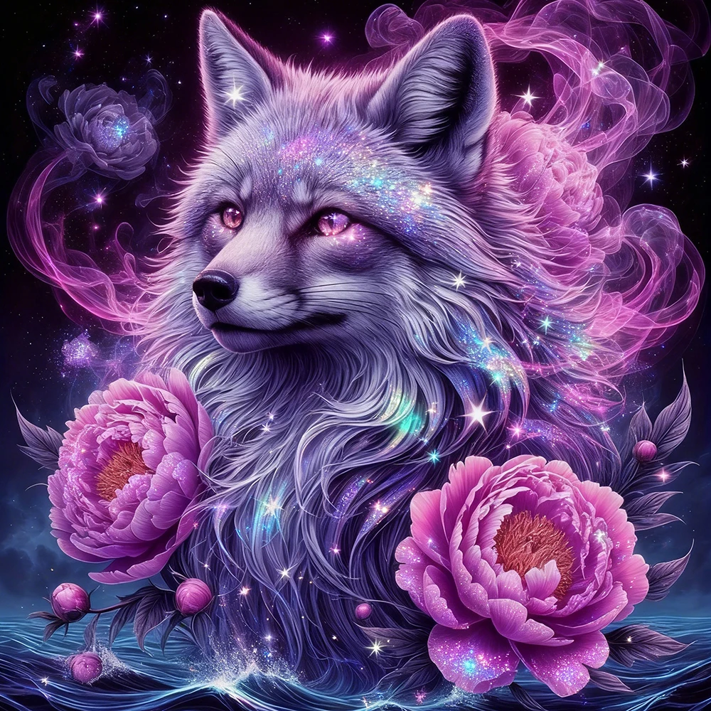 EverShine DIY الماس اللوحة الثعلب فسيفساء زهرة 5D كامل مربع الحفر المستديرة التطريز الحيوان الحرف واللوازم الفنية ديكور المنزل