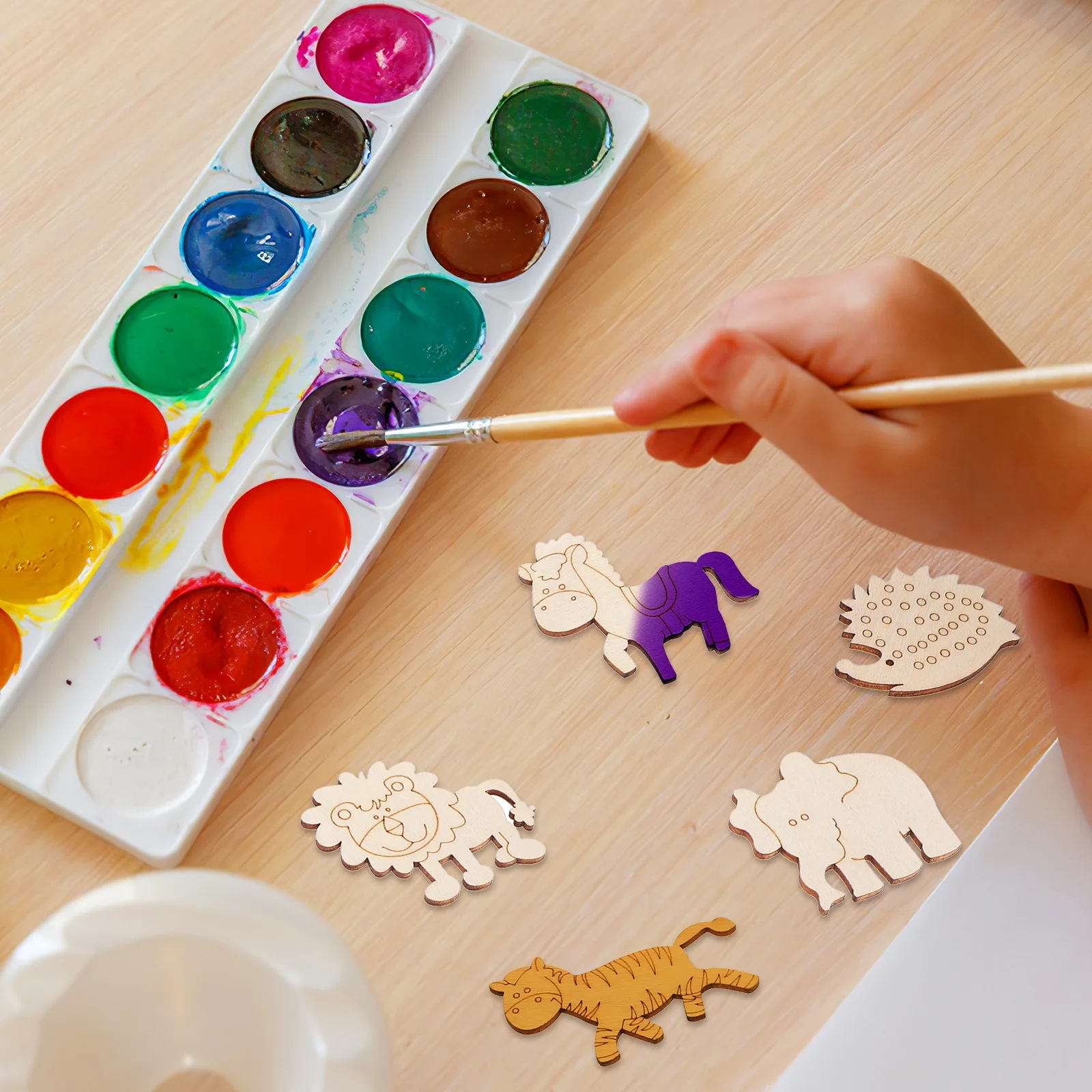

100pcs Animal Wood Cutouts Unfinished Wooden Shapes For Painting Diy Craft Kids Woodland Projects Wood Pieces For Crafts