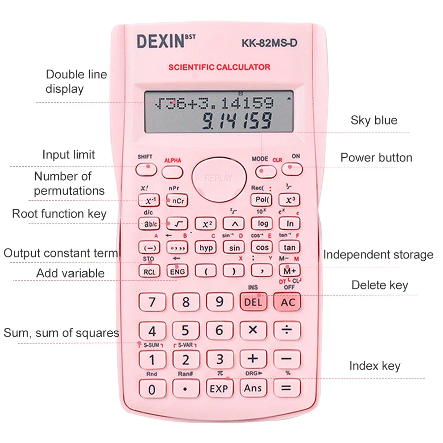 Scientific Digital Calculator Multifunctional Portable Exam Special Solid Color School Office Supplies Student Stationery