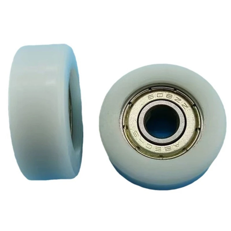 1pc 8*32*12mm Embedded 608zz Bearing, Wrapped Rubber, POM/ Nylon Bearing Pulley, Flat Roller Pulley Wheel