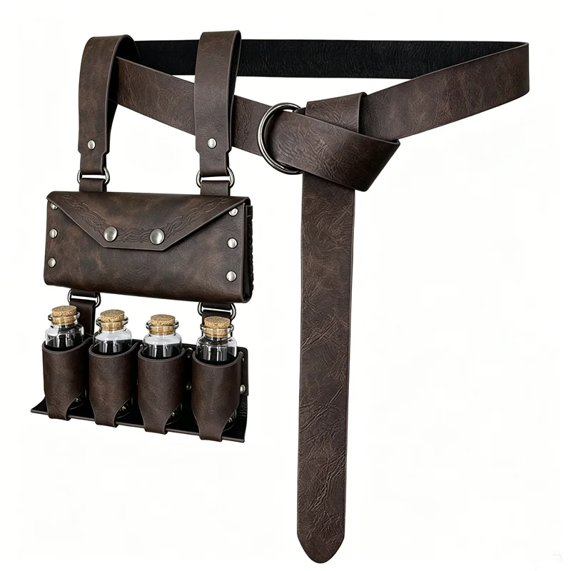 Bolsa de cinturón medieval para bruja o hechicera, accesorio de disfraz de alquimista, botella de poción mágica, accesorio punk unisex