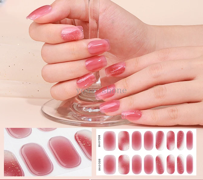 16Tips Semi-Geharde Gel Nagel Patch Zelfklevende Sliders Langdurige Volledige Dekking Nagel Stcikers Uv Lamp Nodig Nail Art Decoraties