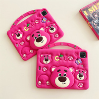 For IPad Air Mini 2 3 4 5 6 10.9 Pro 11 9 8 7th Strawberry Child Case Cute 3D Cartoon Lotso Silicone Tablet Protective Case