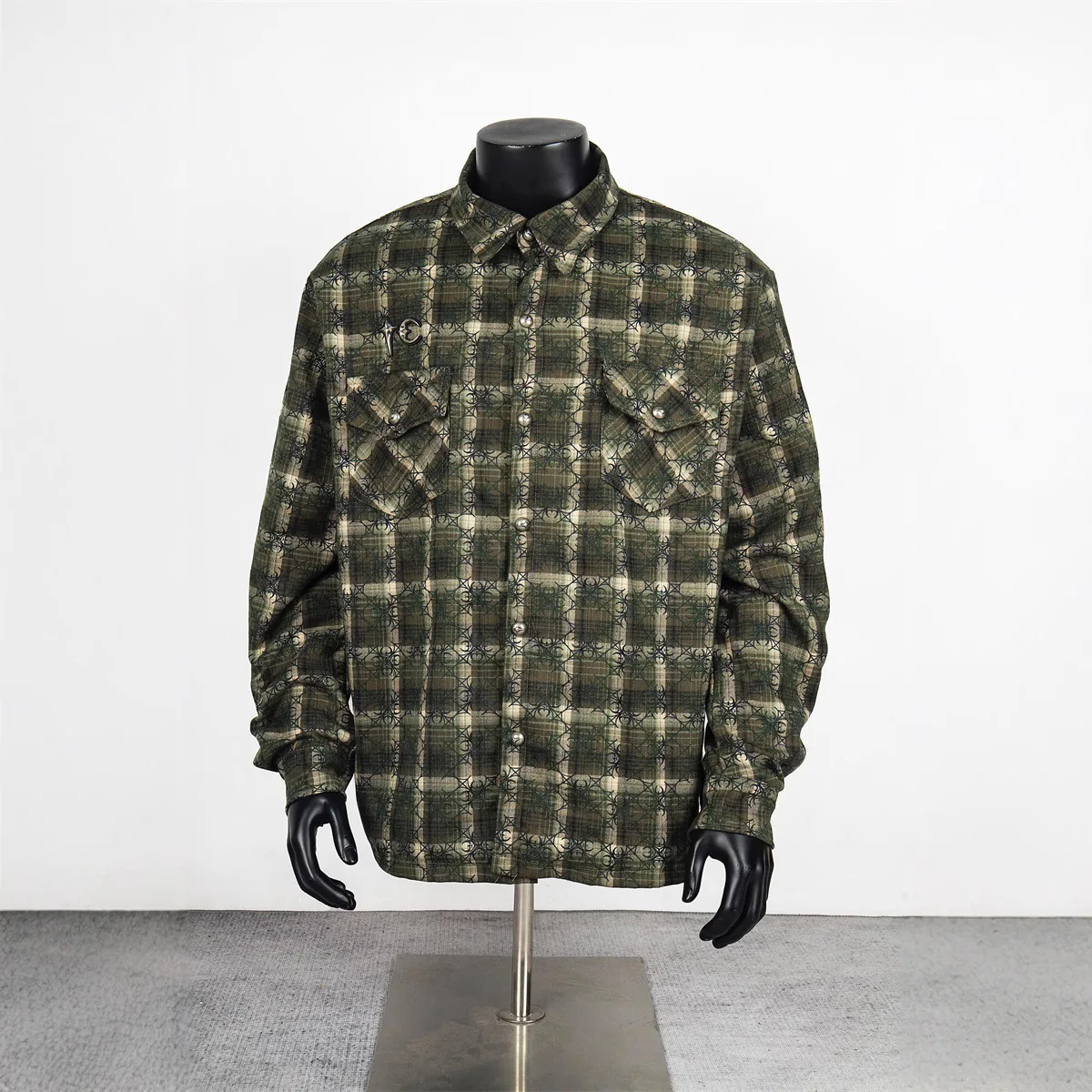 Thug Club 2026 New Street Hip-Hop Style All-Over Print Stars & Moon Unisex Long-Sleeve Plaid Shirt