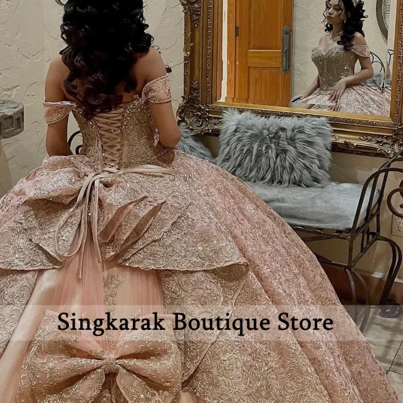 green emerald velvet dress Shimmering rose gold quinceanera dress with strapless sweetheart neckl –  Elegant Bride and Quinceanera