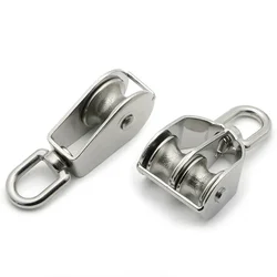 M15 M20 M25 M32 M50 M75 M100 Stainless Steel 304 Single or Double Wheel Swivel Lifting Rope Pulley Block  for Wire Rope 1PCS