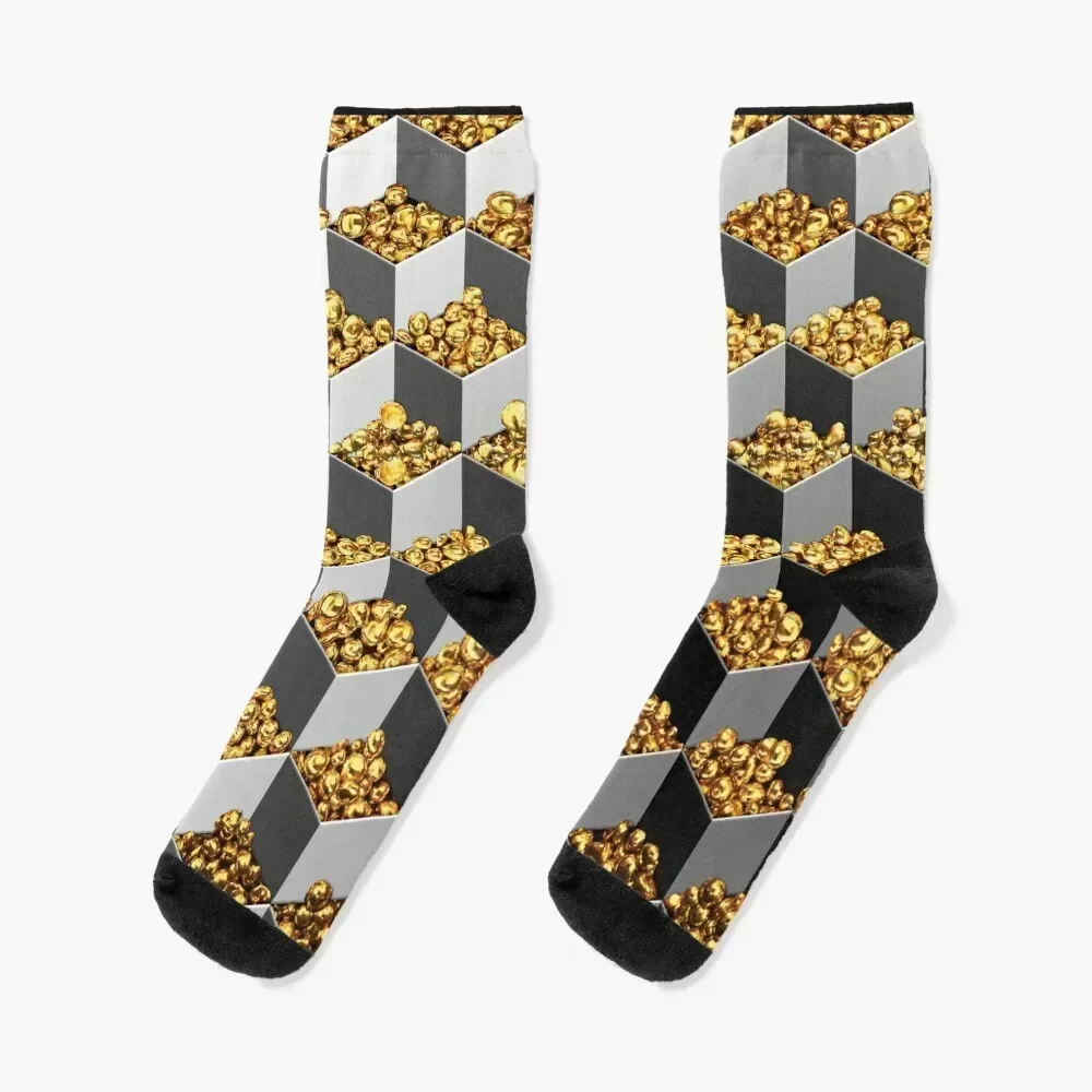 Falling blocksand gold nuggets Socks with print christmas gift Hiking boots Men Socks Luxury Brand Women's