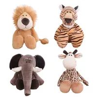 25CM Kawaii Jungle Animal Plush Toys Forest Animal Plush Dog Zebra Elephant Lion Fox Giraffe Children's Toys Doll Birthday Gift