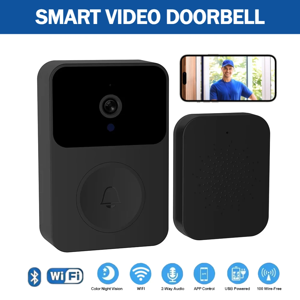 

Smart Video Doorbell Camera Wifi 2K HD Night Vision Wireless Doorbell Interphone Ring Door Bell Home Security Protection