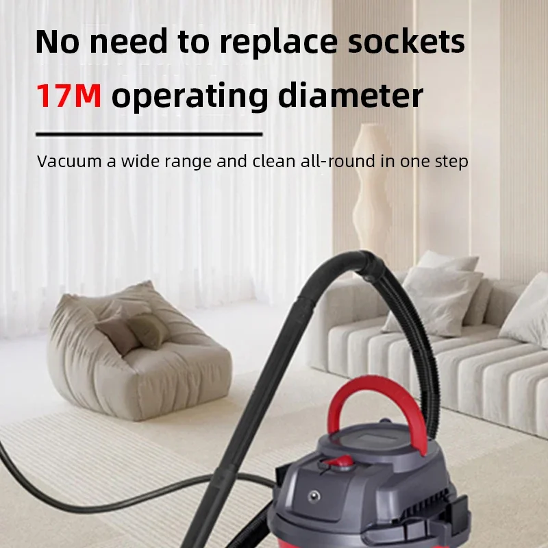 High Power Wet Dry Vacuum Cleaner Multi Function Barrel Type Industrial Vacuum  For Home Commercial Floor Tile Dust Removal