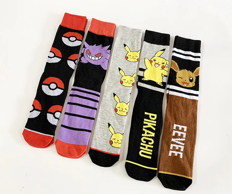 

6styles Pokemon Unisex Casual Crew Socks Fashion Cartoon Anime Peripherals Cosplay Party Supplies Funny Birthday Gifts Toys