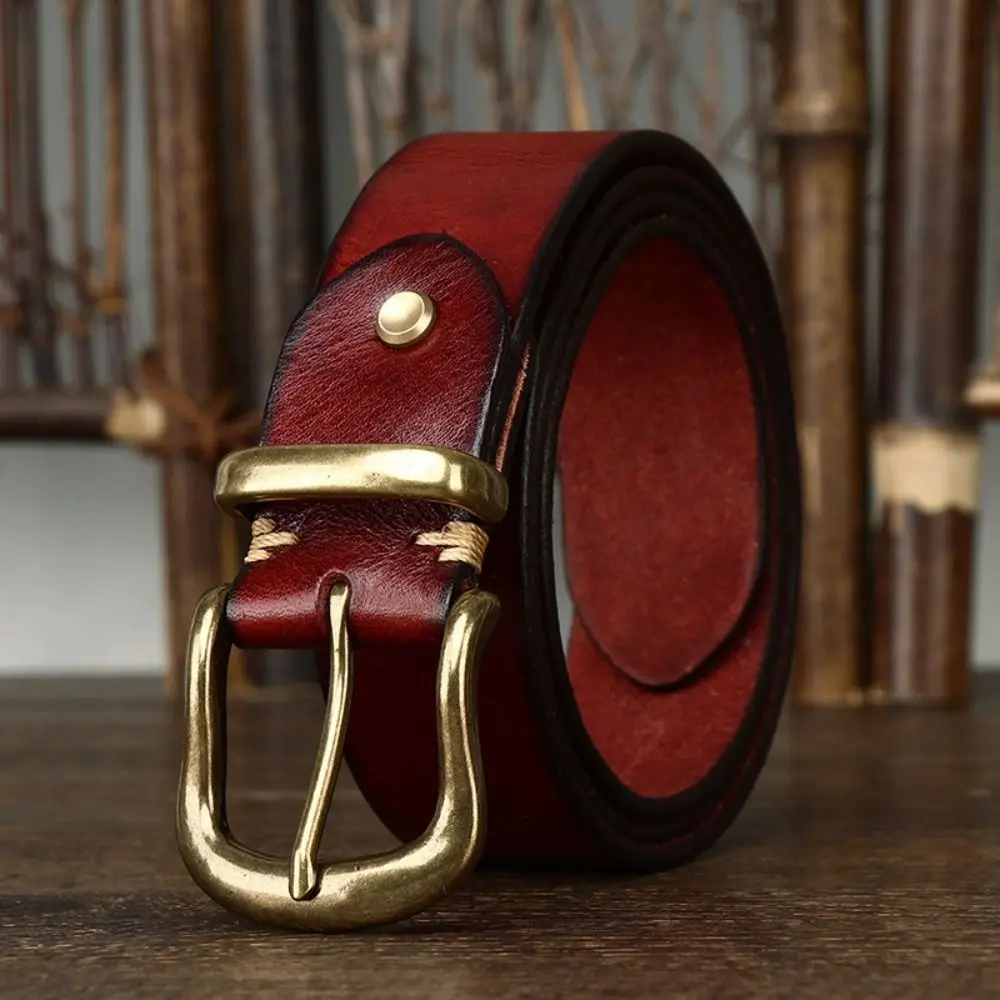 

3.8CM Genuine Leather Belt Trendy Brand Luxury Design Pin Buckle Belt High-end Versatile Pure Cowhide Jeans Belts