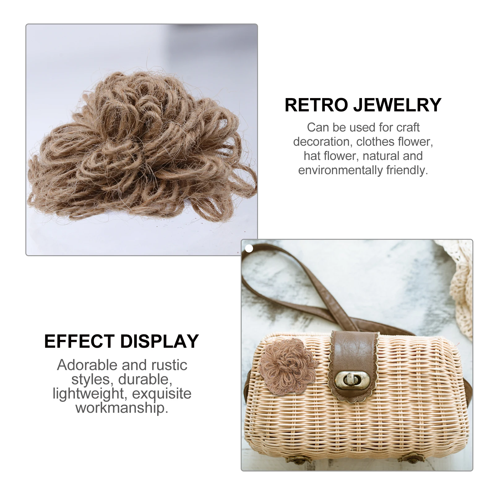 

10Pcs Handmade Jute Flower Decor Natural Environmentally Friendly DIY Craft Wedding Festival Ornament Jute Flower