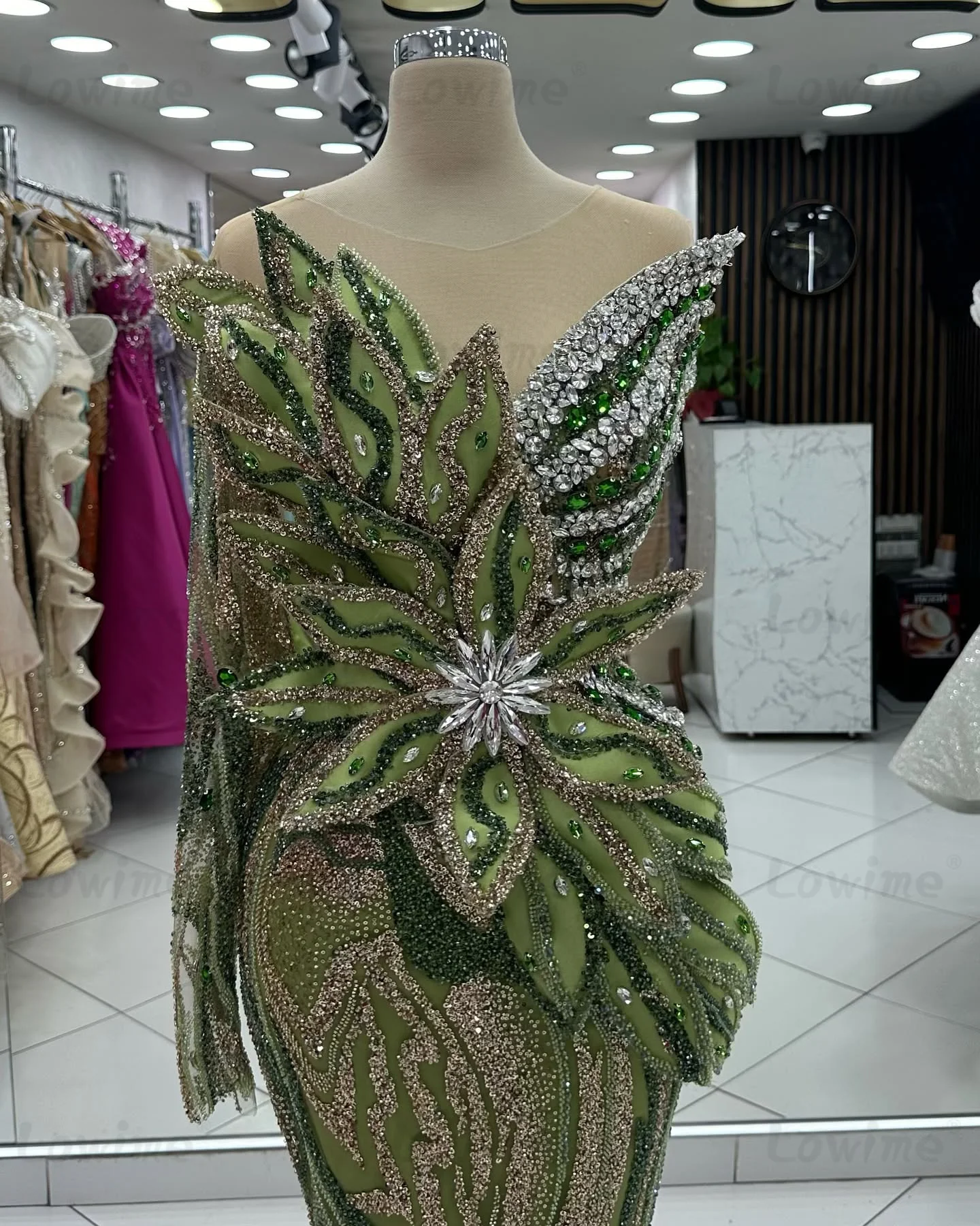 

Классическое зеленое платье для выпускного вечера, свадебное или вечернее платье на одно плечо с блестящими кристаллами, индивидуальный пошив, арабский стиль, для дня рождения