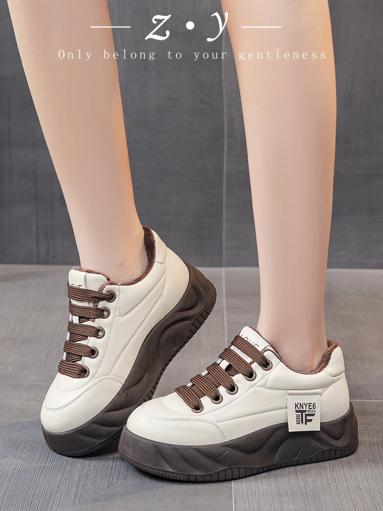 Shoes Woman 2024 Round Toe Clogs Platform Autumn Casual Female Sneakers Shallow Mouth New Creepers Small Fall Sports Winter PVC