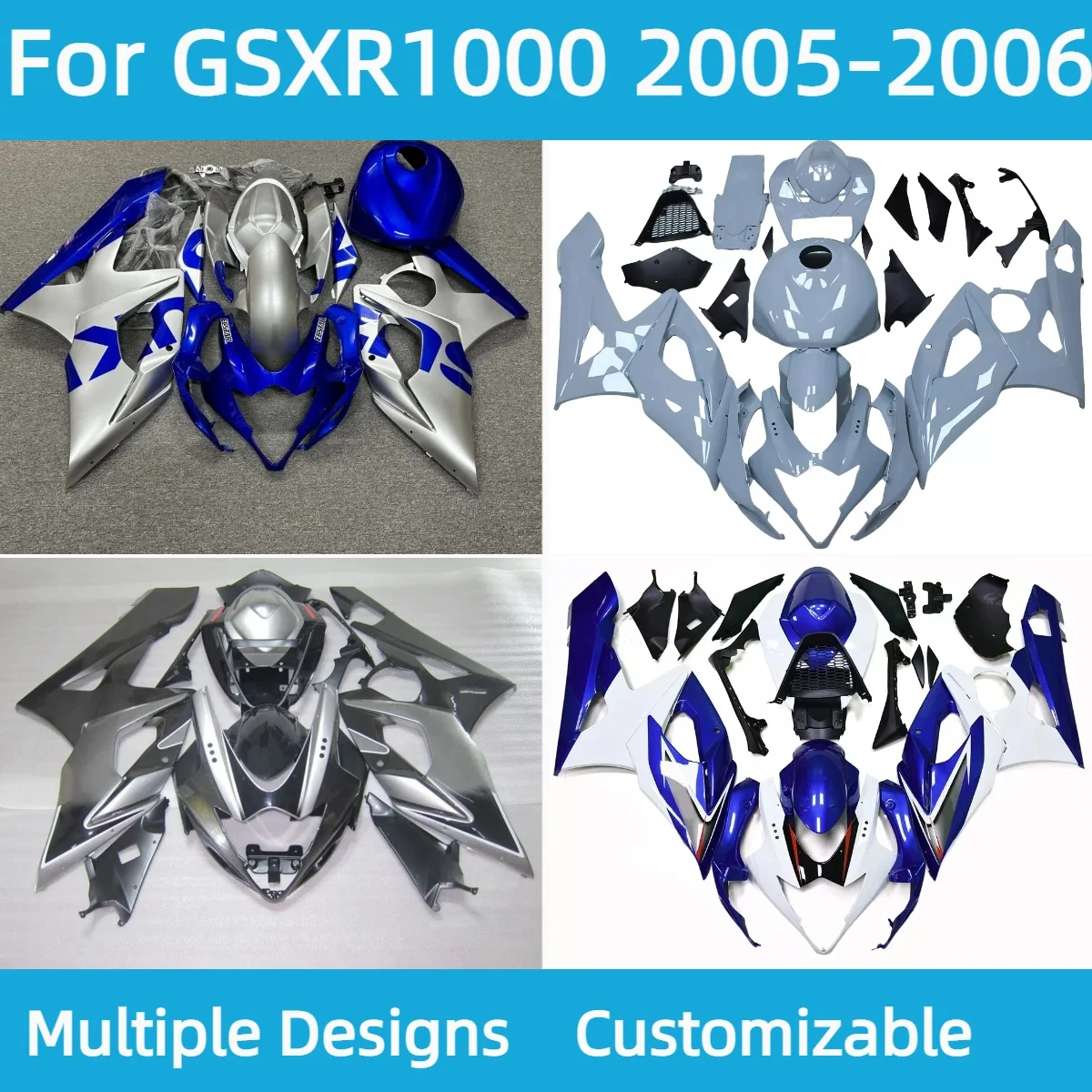 ABS Fairing Set GSXR1000 2005 2006 Fuel Tank Cover Blue Motorcycle Fairings Body Kit for GSXR 1000 05 06