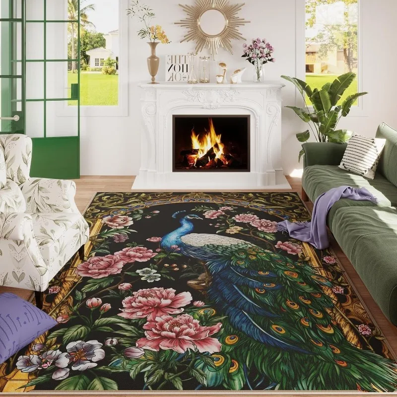 Leopard Print Carpet for Living Room Foldable Machine Washable Bedroom Soft Rug Restaurant Sofa Coffee Table Non-slip Floor Mat