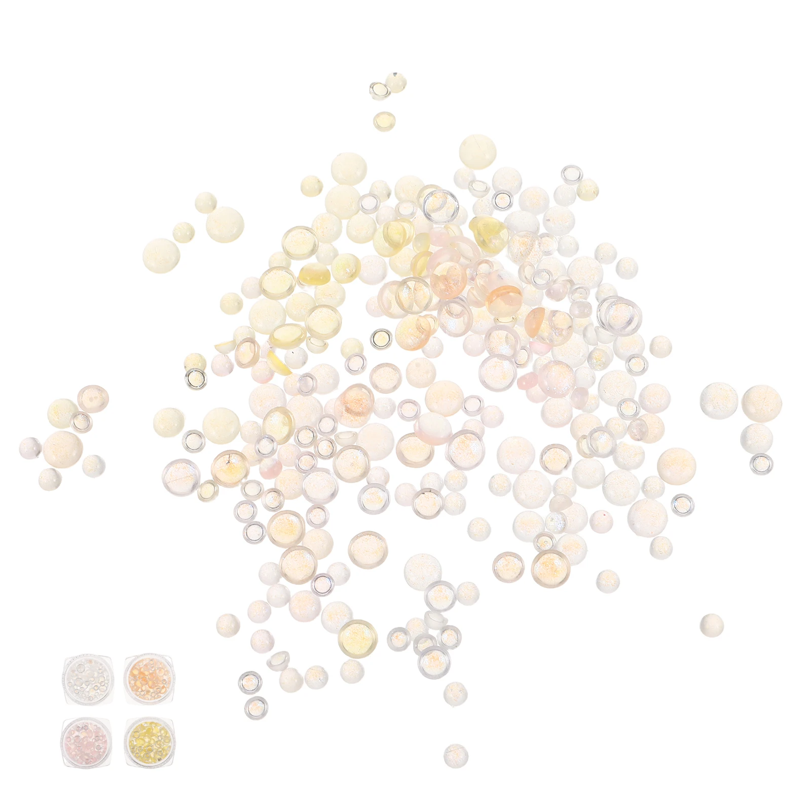 

4 Boxes Nail Art Accessories 3D Bubble Beads Charms Craft Decoration Jewels Embellishments DIY Resin Flatback Manicure Supplies
