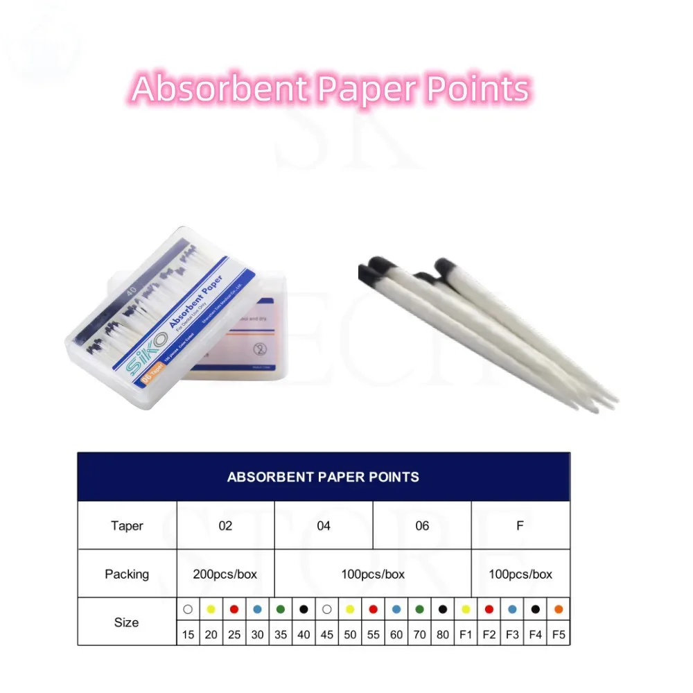 10packs Dental Absorbent Paper Points Moisture Absorbing Paper Tips Taper 0.02 0.04 0.06 F1 F2 F3 F4 F5 Dental Clinic Consumable