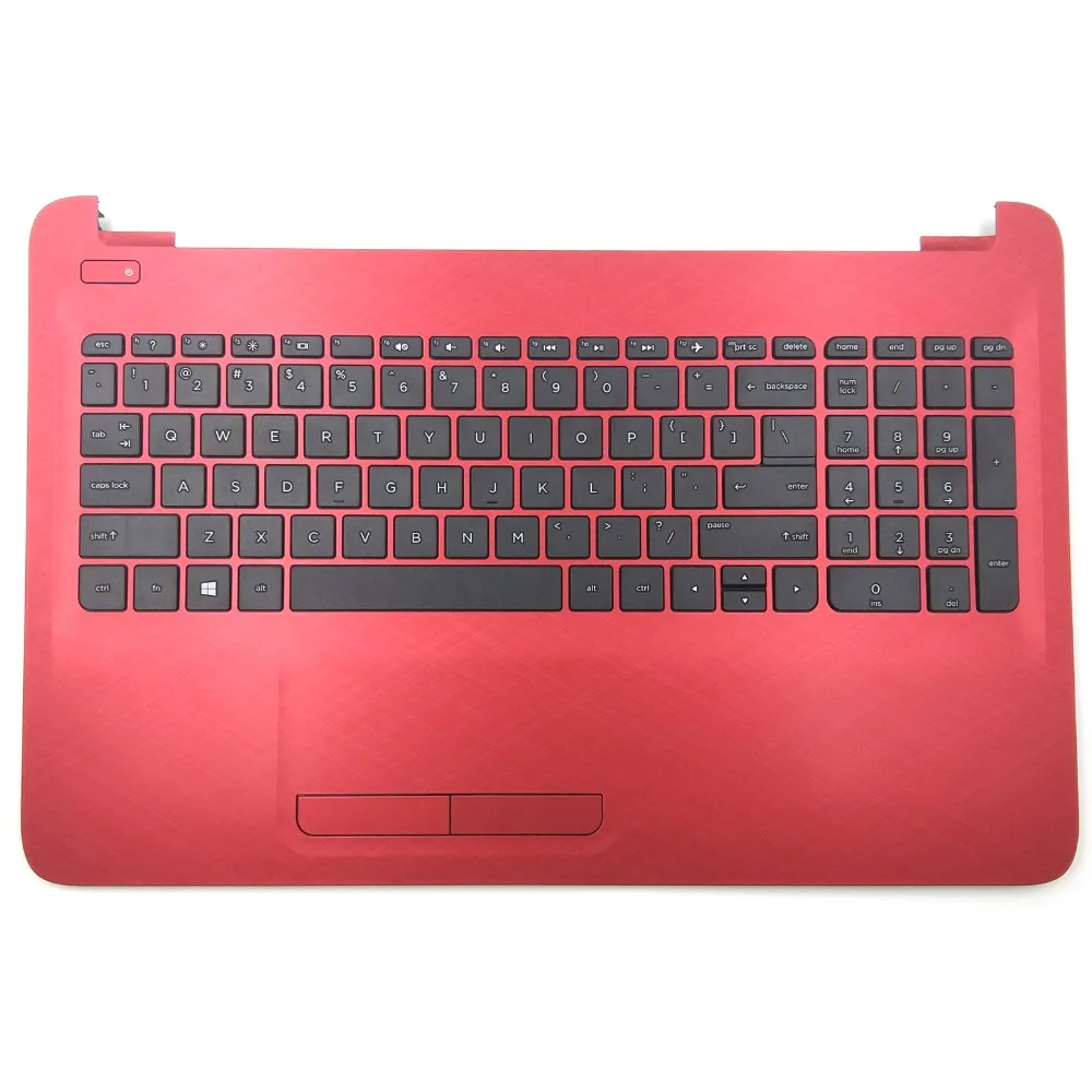 New For HP 15-AC000 15-AC100 15-AC063NR 15-AF000 15-AF100 Series Keyboard With Touchpad Palmrest Upper Case Red 813979-001