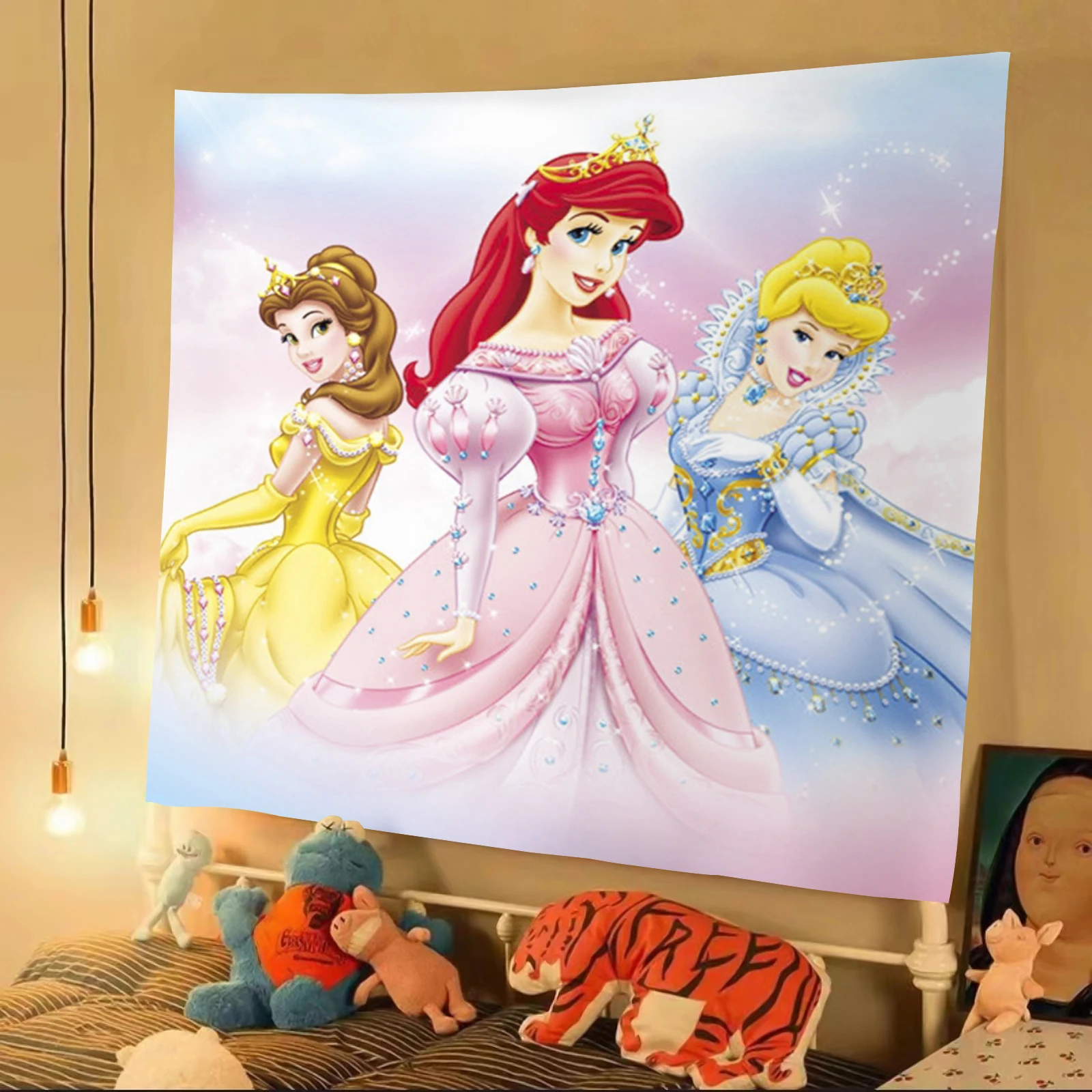 

Fairy tale Princess Tapestry Cartoon Wall Art Hanging Home Background Decoration Student Kawaii Bedroom Dormitory Living Room