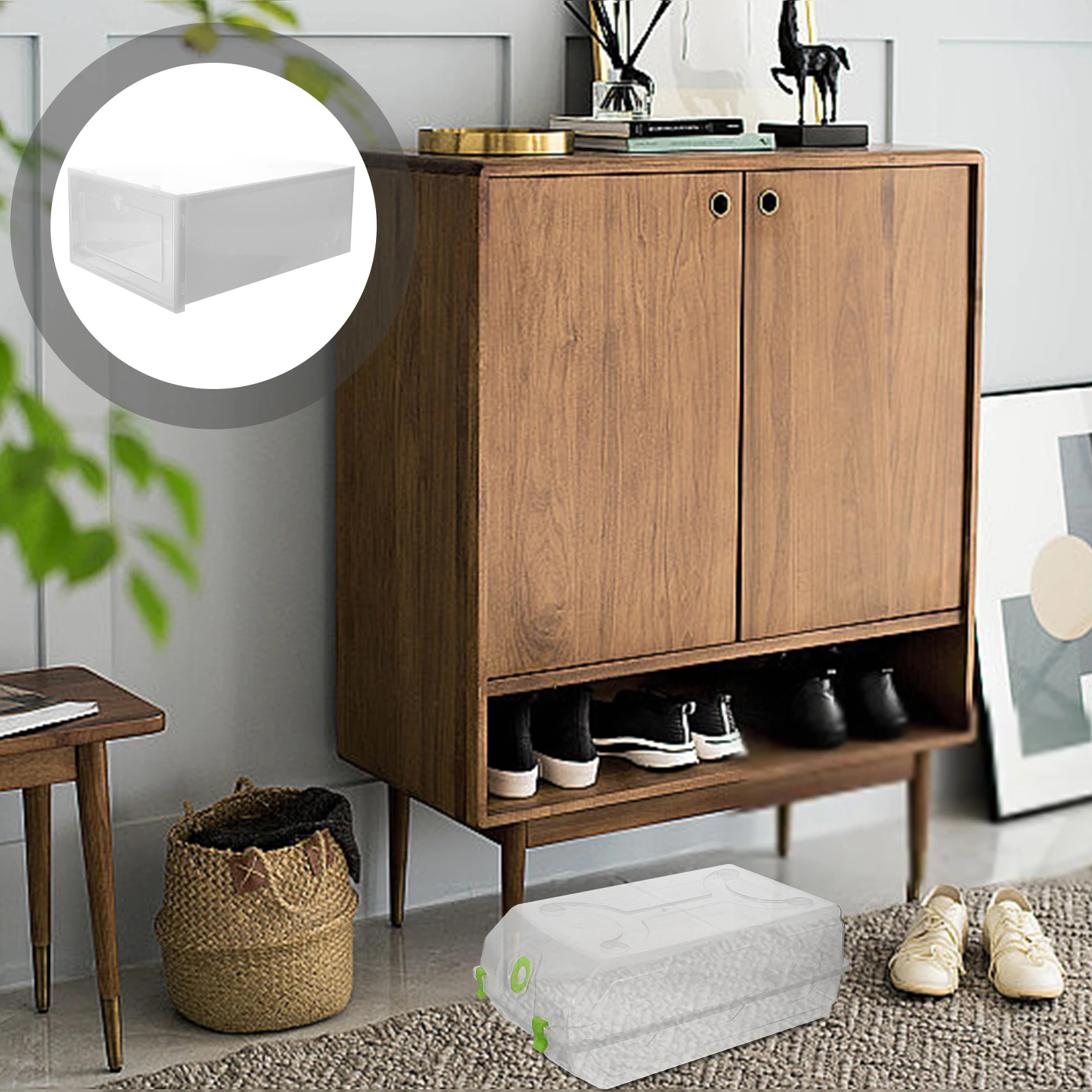 

31x20x11cm Plastic Transparent Drawer Shoes Storage Organizer for Women Girls Stackable and Accessories