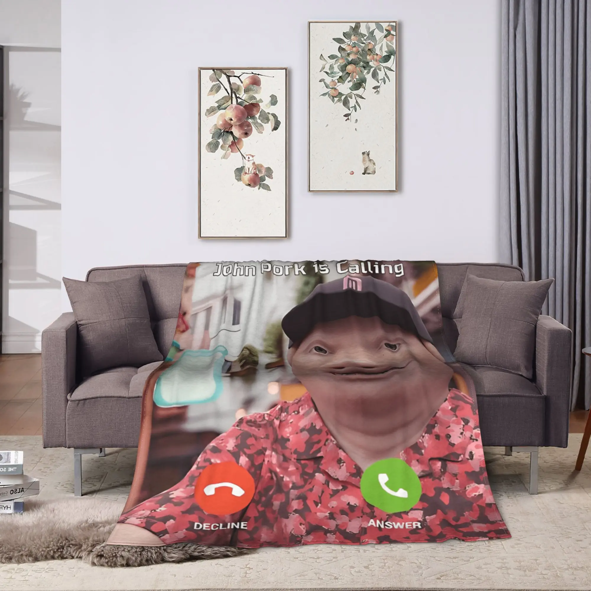 Funny trending john pork is calling design Blanket Quality Warm Soft  Throw Blanket Autumn Picnic Couch Bed Fashion Bedspread