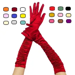 Gants longs en Satin à motif ondulé Micro réfléchissant léger, Style Noble pour femmes, mitaines de remise de diplôme Nv5