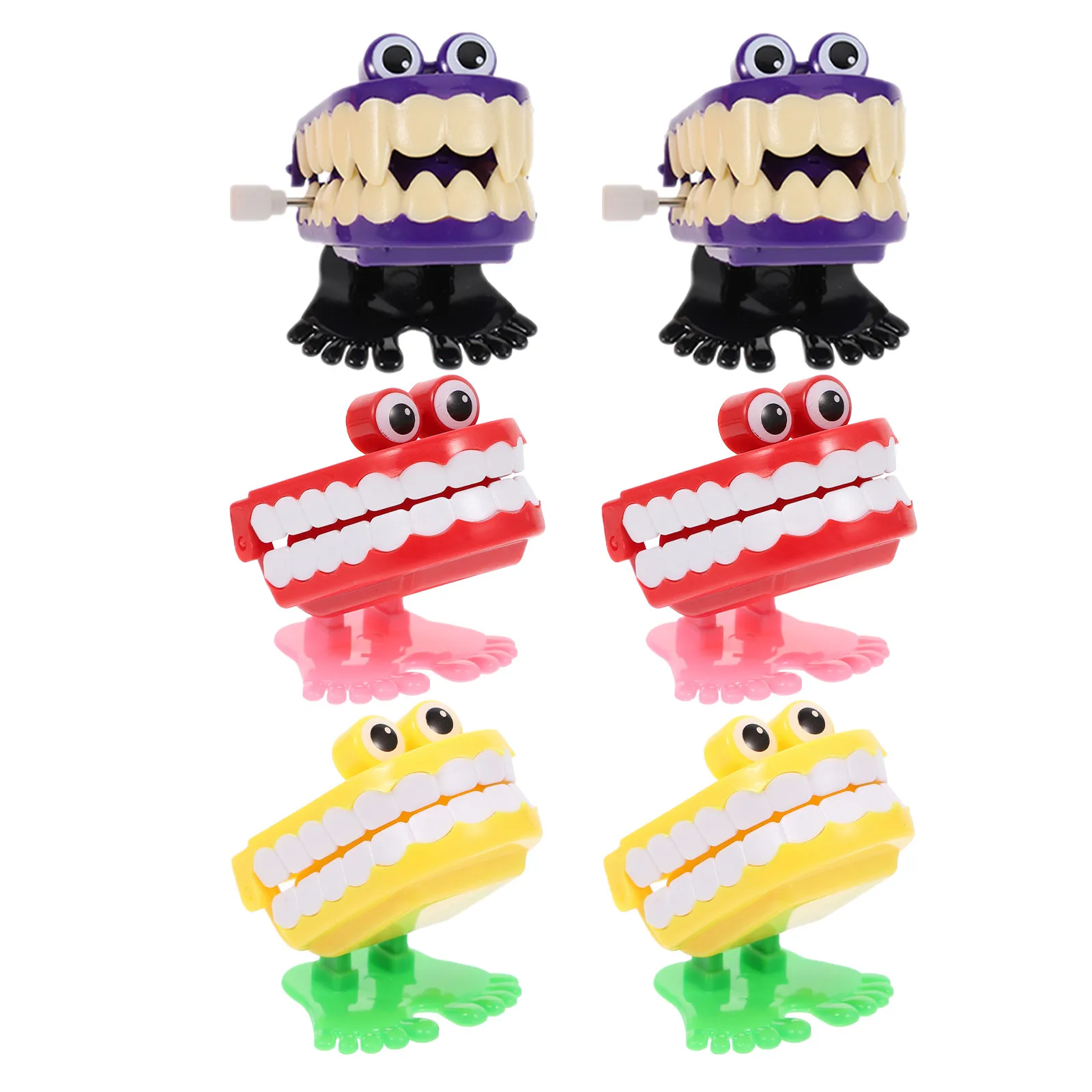 

6Pcs Halloween Wind-Up Chattering Teeth with Bouncing Eyes Party Favors Funny Novelty Gag Walking Teeth for Birthday Holiday